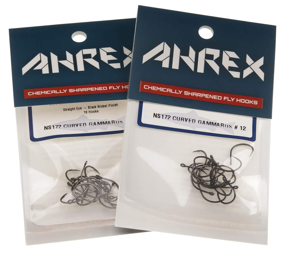 Ahrex Ns172 Curved Gammerus #1 Fly Tying Hooks Black Nickel Lighweight Hook For Shallow Waters